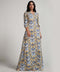 Sleeve Detailed Printed Maxi Dress With A Collar